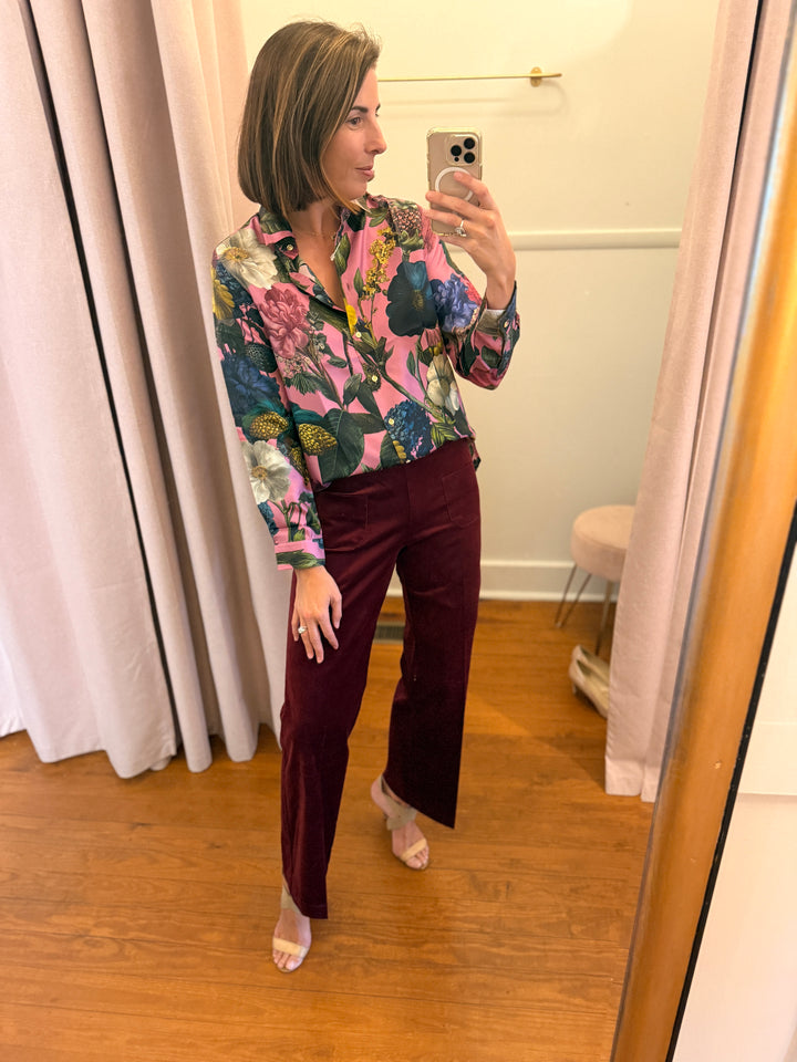 VELVET trouser burgundy