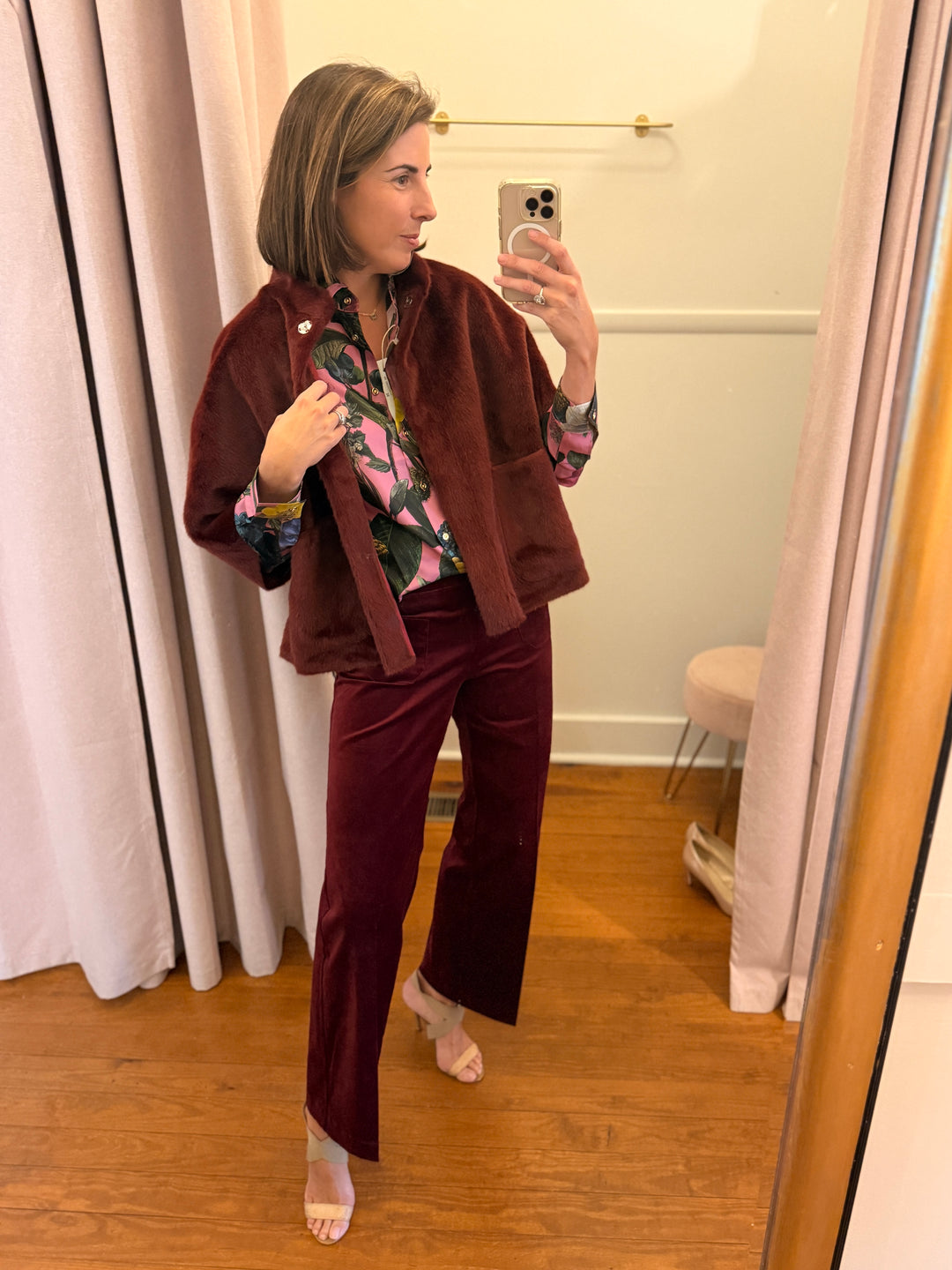 VELVET trouser burgundy