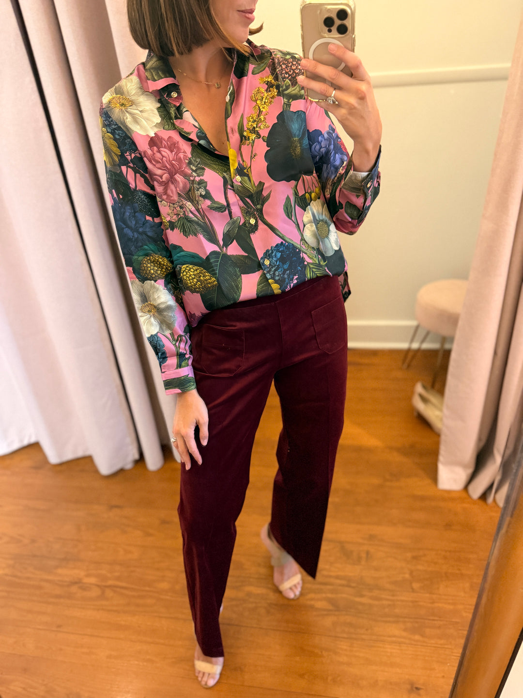 VELVET trouser burgundy