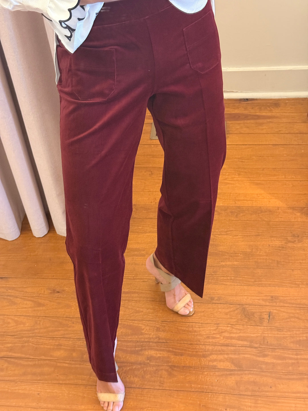 VELVET trouser burgundy